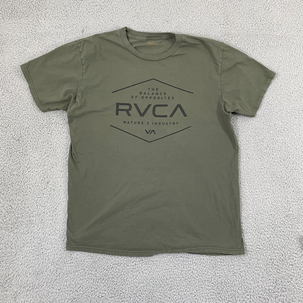 RVCA Balance of Opposites Shirt Men L Olive Skater Short Sleeve Tee